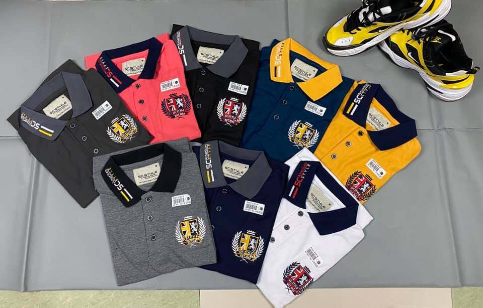 เสื้อคอ Polo โปโลผู้ชายแขนสั้น Polo Shirt ยี่ห้อ SC ปักสิงห์รวงข้าว ผ้าจุติไมโคร ไม่หด ไม่ตกสี ใส่สบาย ใส่ลำลอง สุภาพ หรือ เที่ยวได้