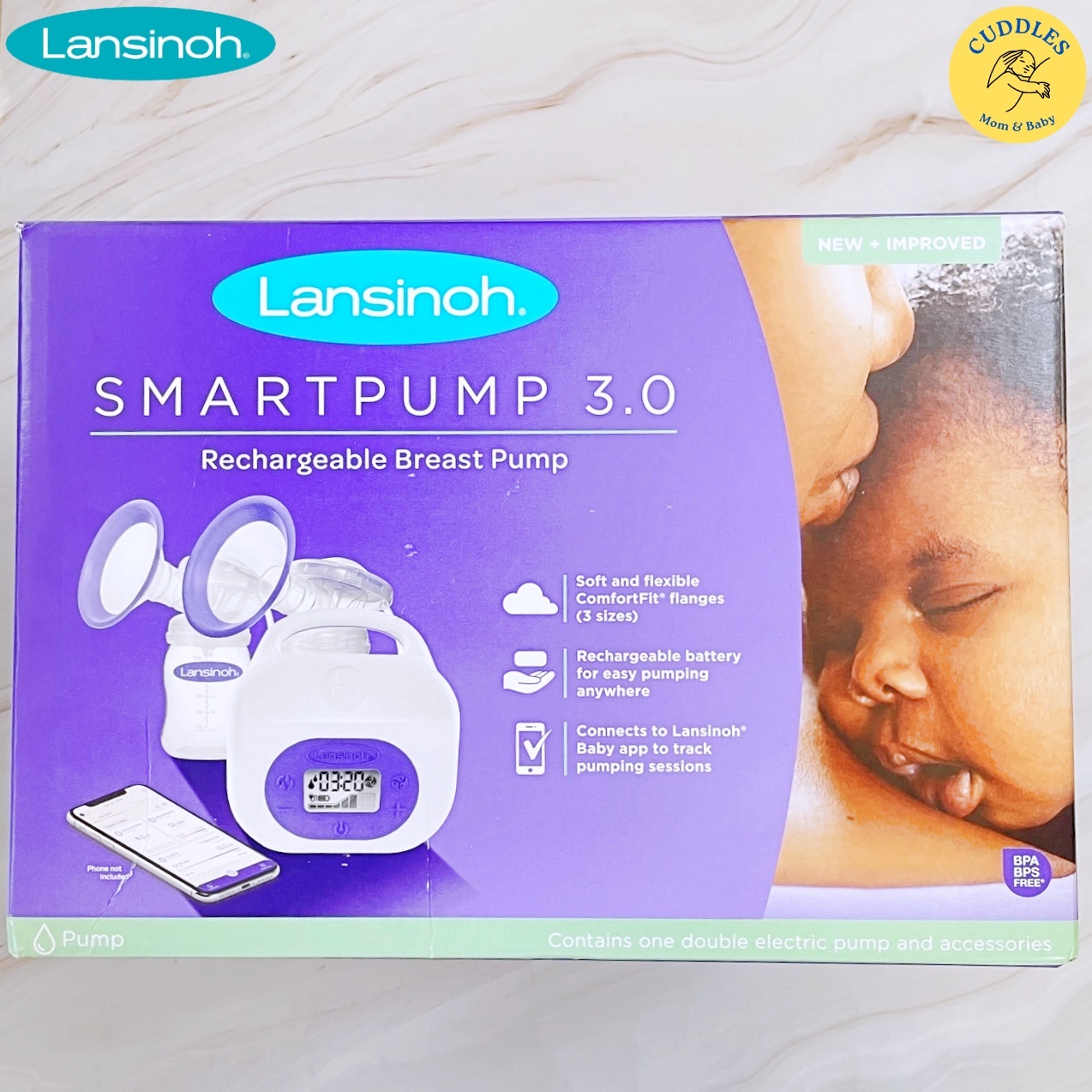 (Lansinoh) Smartpump 3.0 Rechargeable Breast Pump เครื่องปั๊มนมไฟฟ้าสำหรับคุณแม่ แบตเตอรี่แบบชาร์จไฟ เชื่อมต่อ Bluetooth