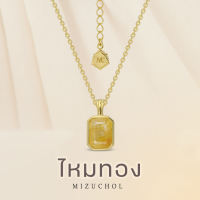 Mizuchol - สร้อยเงินแท้ชุบทองคำแท้ ประดับหินไหมทองแท้ Golden Champagne Necklace