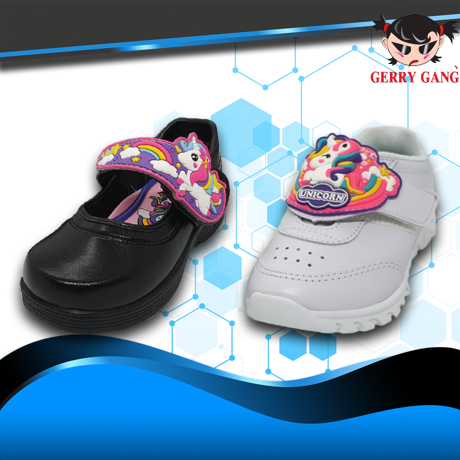 รองเท้านักเรียนหนังดำ รองเท้าผ้าใบ ลาย UNICORO BY GERRY GANG มีไฟตัวใหม่ล่าสุด 2021 รุ่น G-6309 / G-6310
