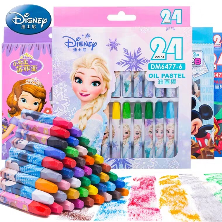 สี สีเทียน เครื่องเขียน สีระบาย งานศิลปะ ดินสอสี สีวาดรูป สีเทียน 24 สี ลายดิสนีย์ Disney crayon color pens พร้อม​ส่ง​