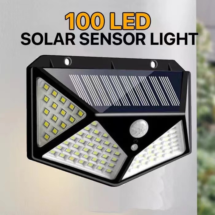 RXC ไฟพลังงานแสงอาทิตย์ กลางแจ้ง 100 LED ไฟรักษาความปลอดภัยเซ็นเซอร์ตรวจจับความเคลื่อนไหว IPosible ไฟผนังช่วงแสง 270o ไฟพลังงาน YX-100