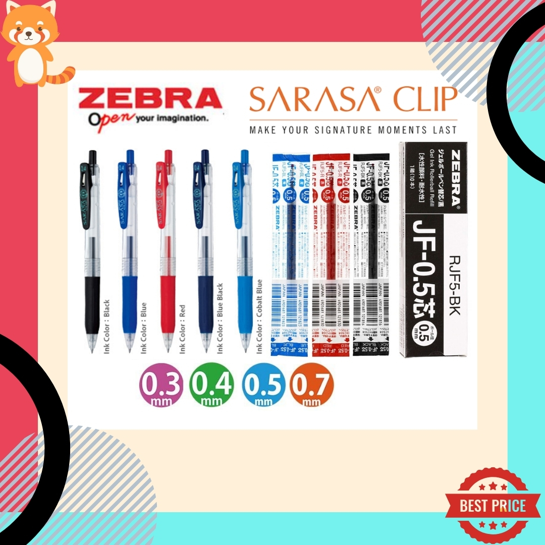 (มีครบทุกสี ทุกขนาด) ไส้ปากกา ปากกาเจล Zebra Sarasa JF ไส้ Refill ไส้ปากกาเจล ขนาด 0.3 0.4 0.5 และ 0.7 MM  ปากกาสี ปากกาหมึกเจล ปากกาสีจดสรุป เครื่องเขียน