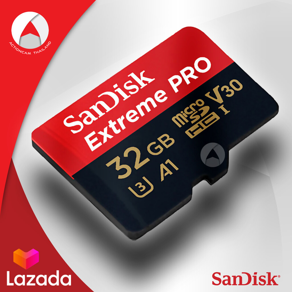 SanDisk Extreme Pro microSD Card 32GB ความเร็ว อ่าน 100MB/s เขียน 90MB/s (SDSQXCG_032G_GN6MA) เมมโมรี่ การ์ด แซนดิส สำหรับ Gopro 7 กล้องDSLR กล้องแอคชั่น Action Camera SJCAM SJ8 Pro โดรน DJI แท็บเล็ต โทรศัพท์ มือถือ สมาร์ทโฟน Android โดย Synnex (สีแดง ดำ)