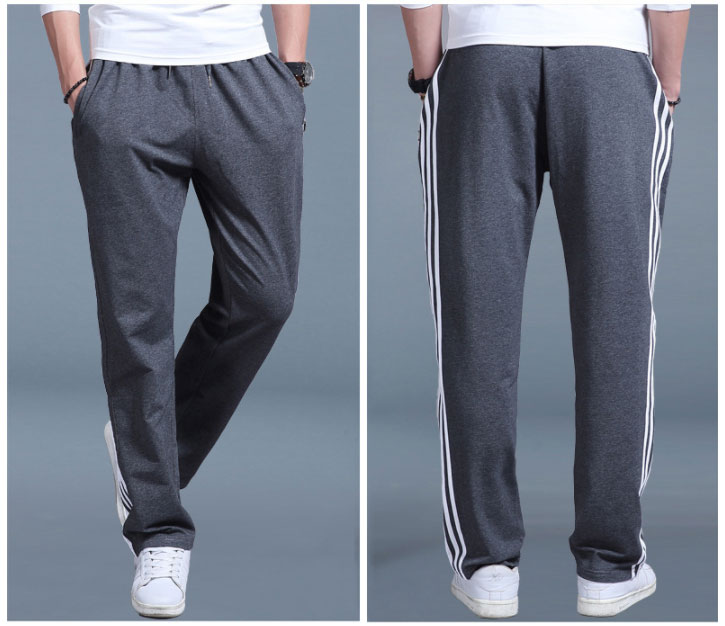 พร้อมส่ง❗Sweatpants Straight Trousers Cotton Elastic Waist Sports Pants [Dark Grey]✈