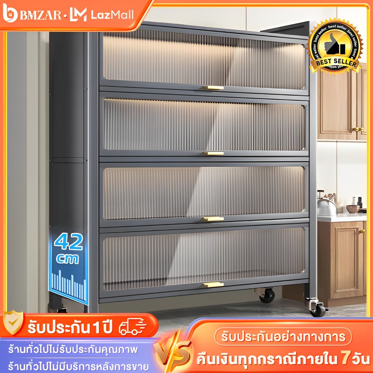 BMZAR หนาและขยับขยาย ชั้นวางของในครัว 3/4/5ชั้น ตู้ครัวตู้เก็บของ เก็บจาน ชาม ในครัว กันน้ำ สนิม กันเชื้อรา เก็บของเฟอร์นิเจอร์ มีฝาปิดกันฝุ่ ราคา 2,043 บาท*ส่งฟรี