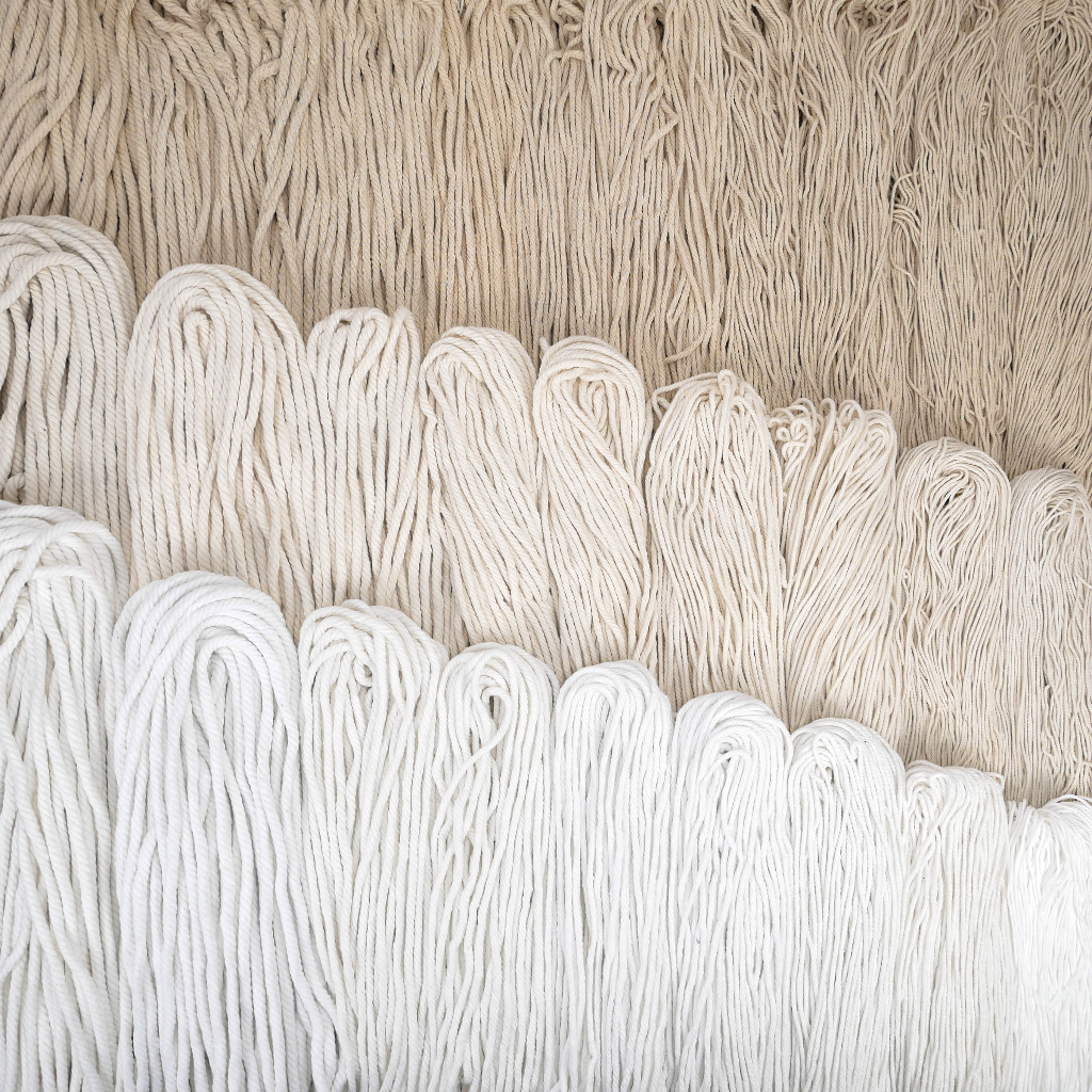เชือกมาคราเม่ เชือกฝ้าย เชือกเกลียว เชือกถักกระเป๋า เชือก macrame แบบไจ ขนาด 1-8 มิล ครบทุกไซซ์ 3สี