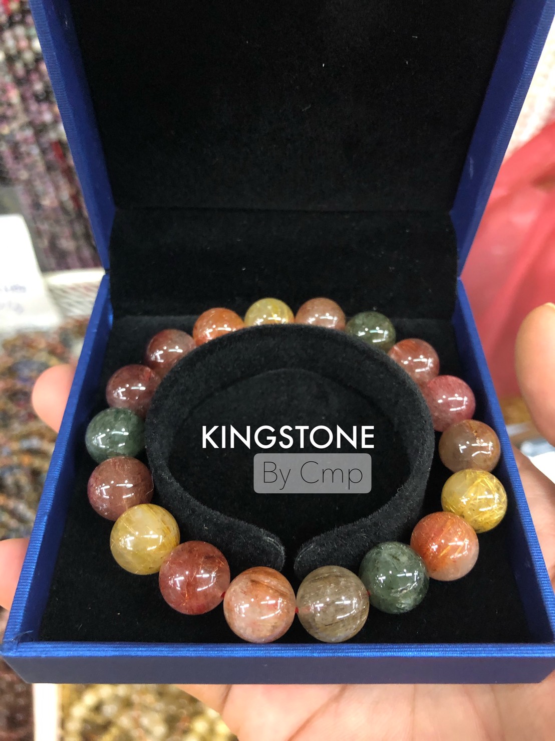 Multi Color Rutilated Quartz Premium สร้อยข้อมือ หินไหม 5 สี พรีเมียม ขนาด 8-10-12 มิล สโตนคิง stoneking