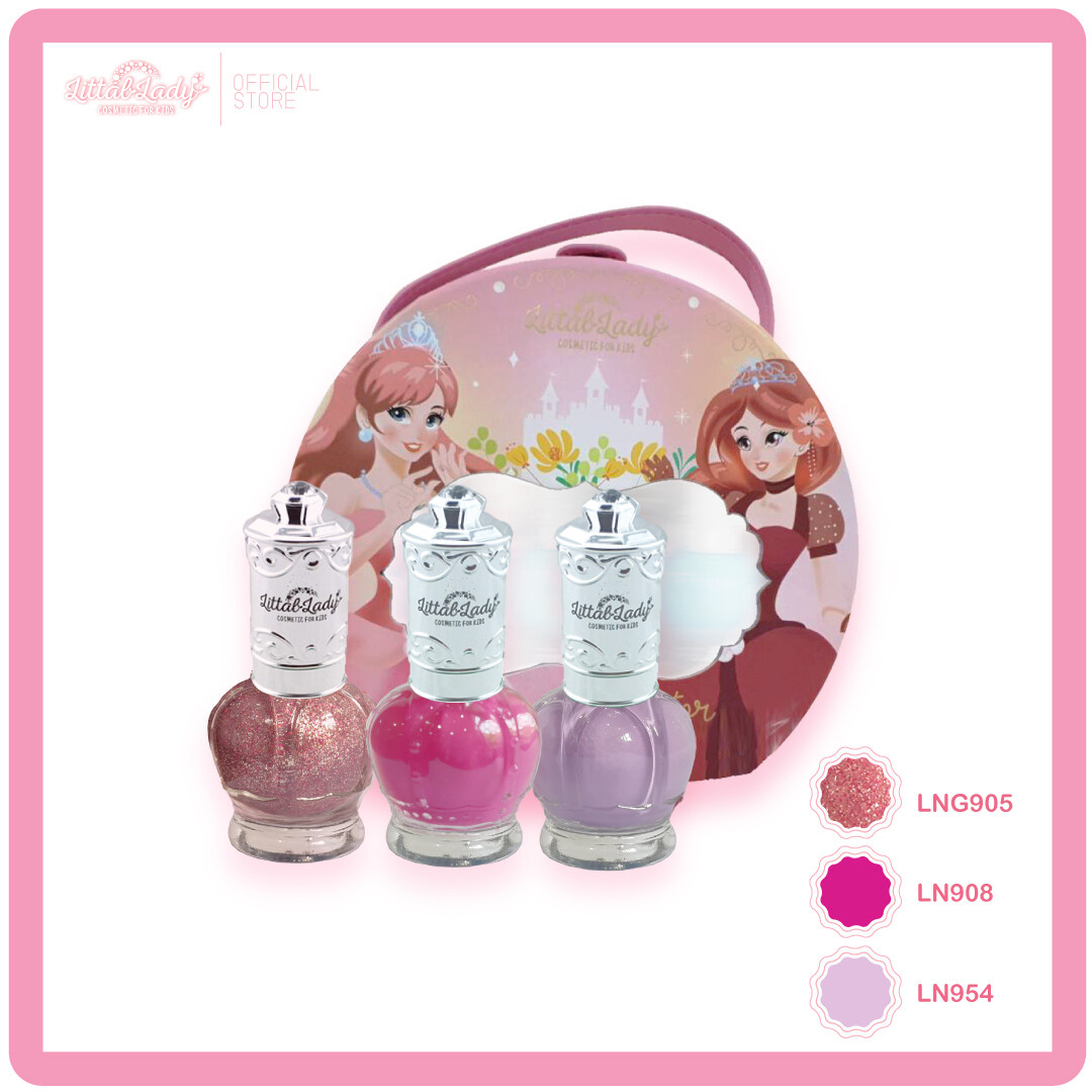 Littal Lady ยาทาเล็บเด็ก ปลอดสารพิษ กว่า 30สี พร้อมสติ๊กเกอร์ติดเล็บและกระเป๋า ไม่มีกลิ่นเหม็น ล้างออกได้ด้วยน้ำเปล่า