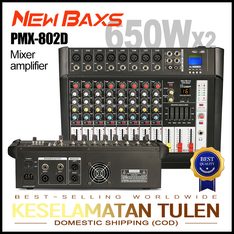 NewBaxs Pmx802d professional sound mixer 8-channel 16dsp 2 layer Equalizer EQ 650W high power 2-channel support pc/usb/ MP3/Bluetooth audio equipment ราคา 2,879 บาท*ส่งฟรี