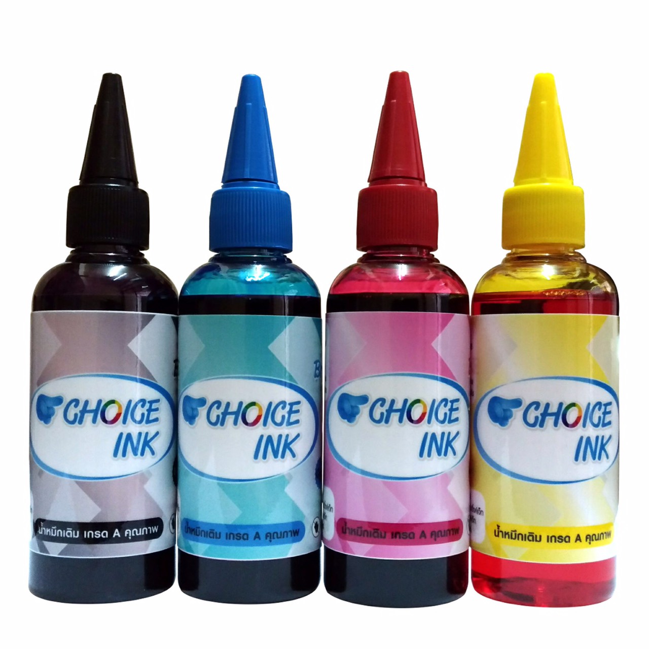 Choice Ink Canon น้ำหมึกเติมทุกรุ่น All Model 4 สี (สีดำ,ฟ้า,แดง,เหลือง) ราคา 115 บาท*ส่งฟรี