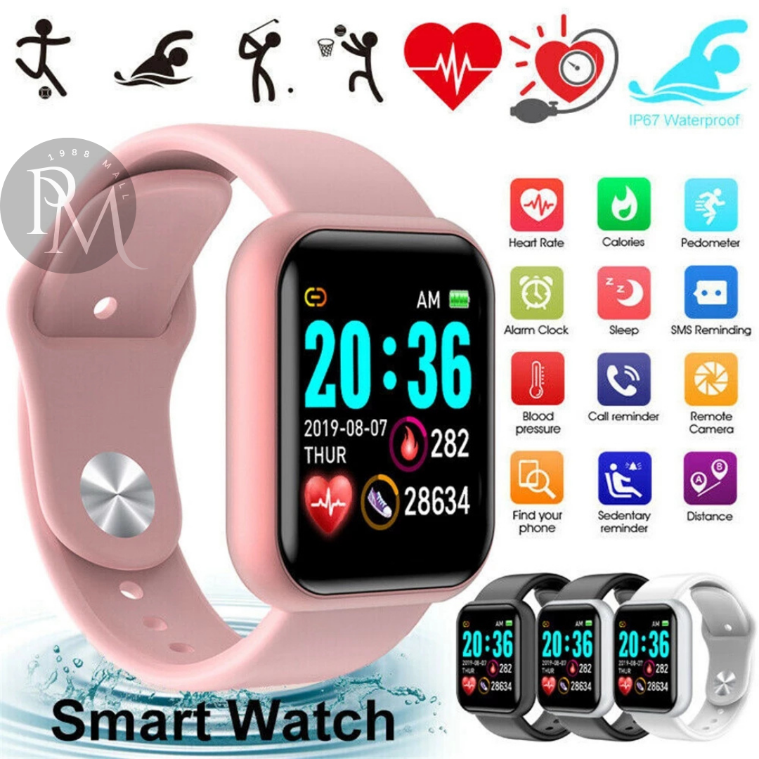 PM1988⚡Ready to ship💯Smart watch Bluetooth smart watch touch screen iOS Android heart rate monitor walking running smart watch smart watch ราคา 200 บาท*ส่งฟรี