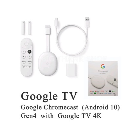 Google TV Google Chromecast (Android 10) Gen4 with Google TV 4K ราคา 4,290 บาท*ส่งฟรี