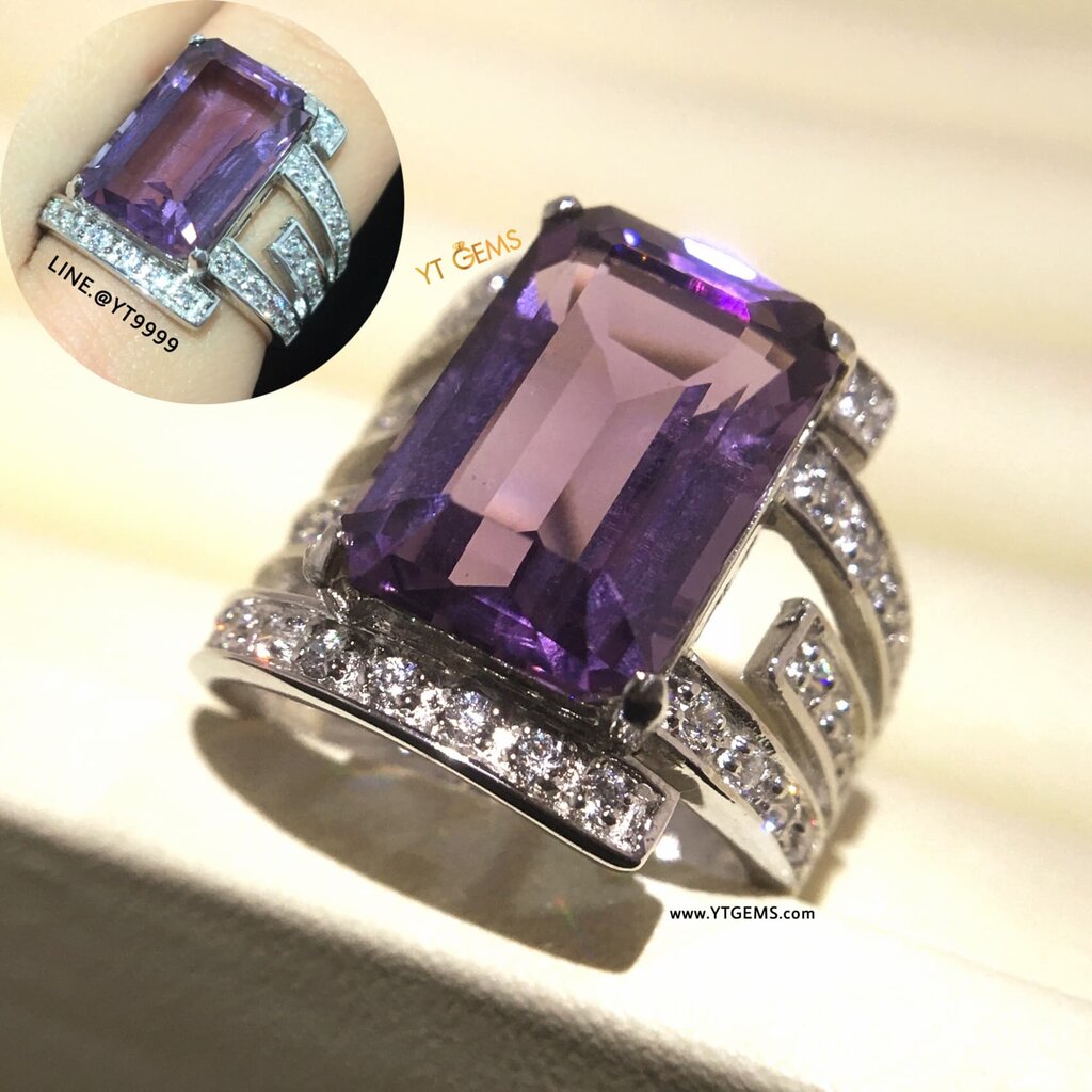 แหวน YTGems อเมทิสต์ ล้อมเพชร เงินแท้ ชุบทองคำขาว พลอยอเมทิสต์แท้ YTG-11334 ราคา 9,977 บาท*ส่งฟรี
