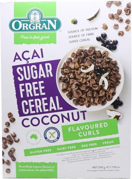 Orgran Acai Sugar Free Cereal Coconut 200g. ออแกรน ซีเรียล อาหารเช้ารสอาซาอิและมะพร้าว 200กรัม