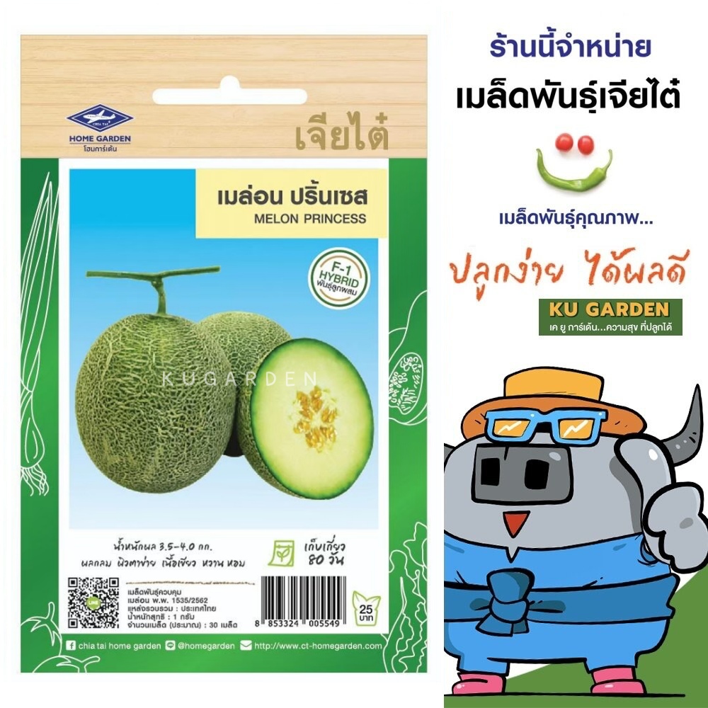 CHIATAI 🇹🇭 ผักซอง เจียไต๋ F045#เมล่อน ปริ้นเซส F1  จำนวนประมาณ 30เมล็ด เมล็ดพันธุ์ผัก เมล็ดผัก เมล็ดพืช ผักสวนครัว