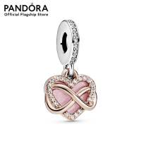 Pandora Infinity heart Rose and sterling silver dangle with clear cubic zirconia and pink enamel เครื่องประดับ จี้ชาร์ม ชาร์มสีโรสโกลด์ สีโรสโกลด์ ชาร์มโรสโกลด์ โรสโกลด์ ชาร์มสร้