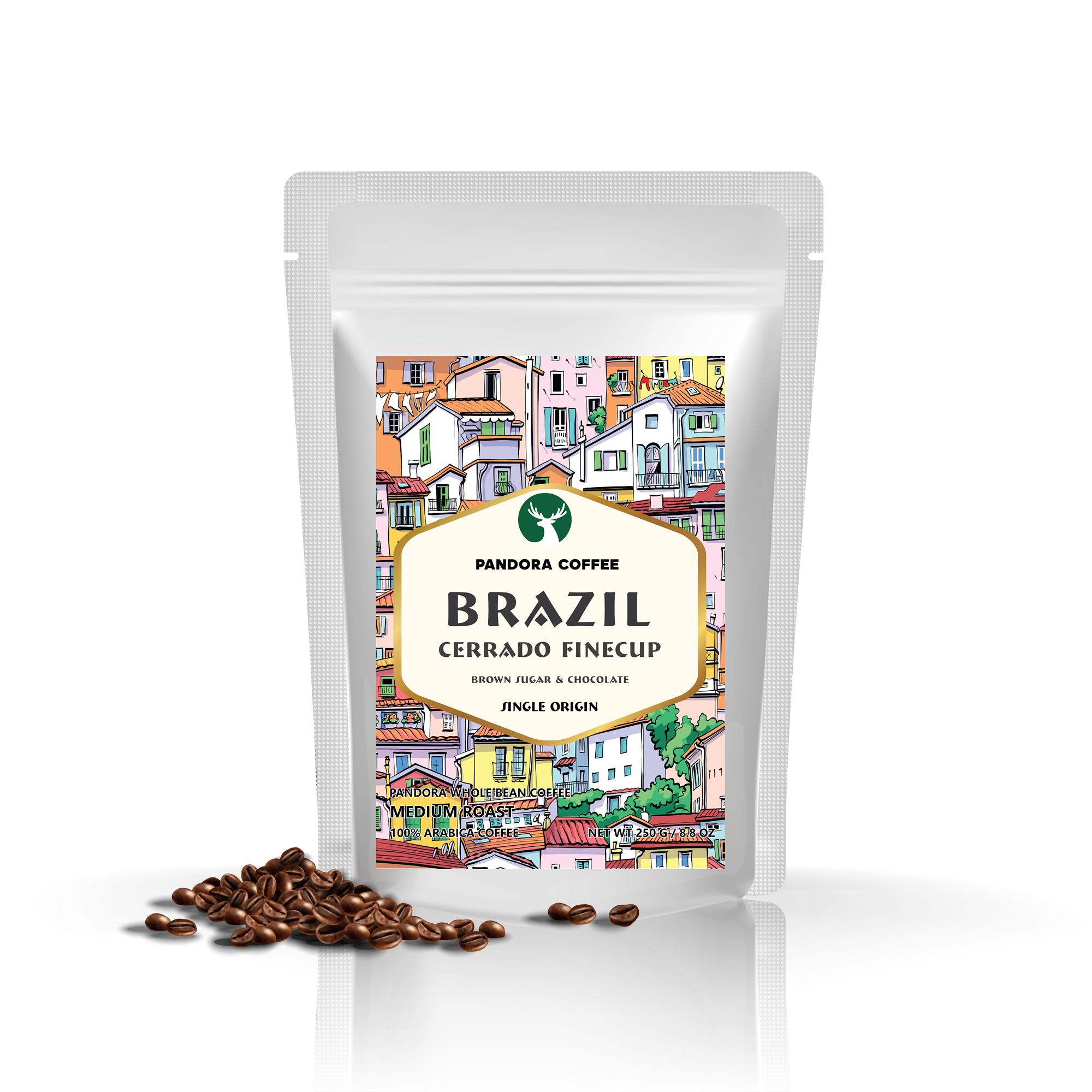 Pandora Coffee เมล็ดกาแฟ บราซิล Brazil Cerrado Finecup  คั่วกลาง Medium Roast