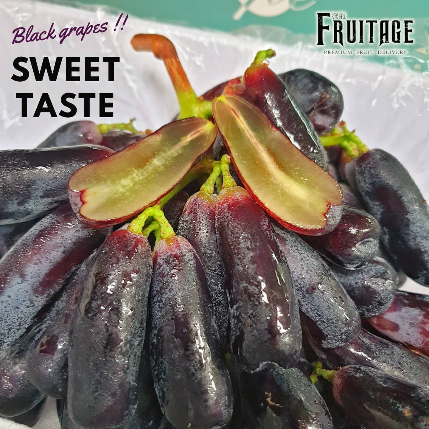 องุ่นแม่มด องุ่นเล็บมือนาง (3กก.) Moon Drops Grape (USA/AUS/CHN) Sweet Sapphire ลดพิเศษ~องุ่นดำไร้เมล็ด องุ่นนิ้วมือแม่มด องุ่นเล็บแม่มด ราคา 1,450 บาท*ส่งฟรี