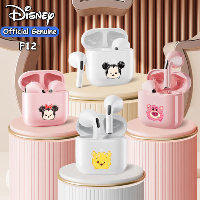 Disney F12 TWS Mini Wireless Bluetooth Earphone Sports Gaming Bluetooth Earbuds Noise Cancelling Waterproof with Charging Box Mic Support Call Video IOS Android Universal ราคา 219 บาท*ส่งฟรี