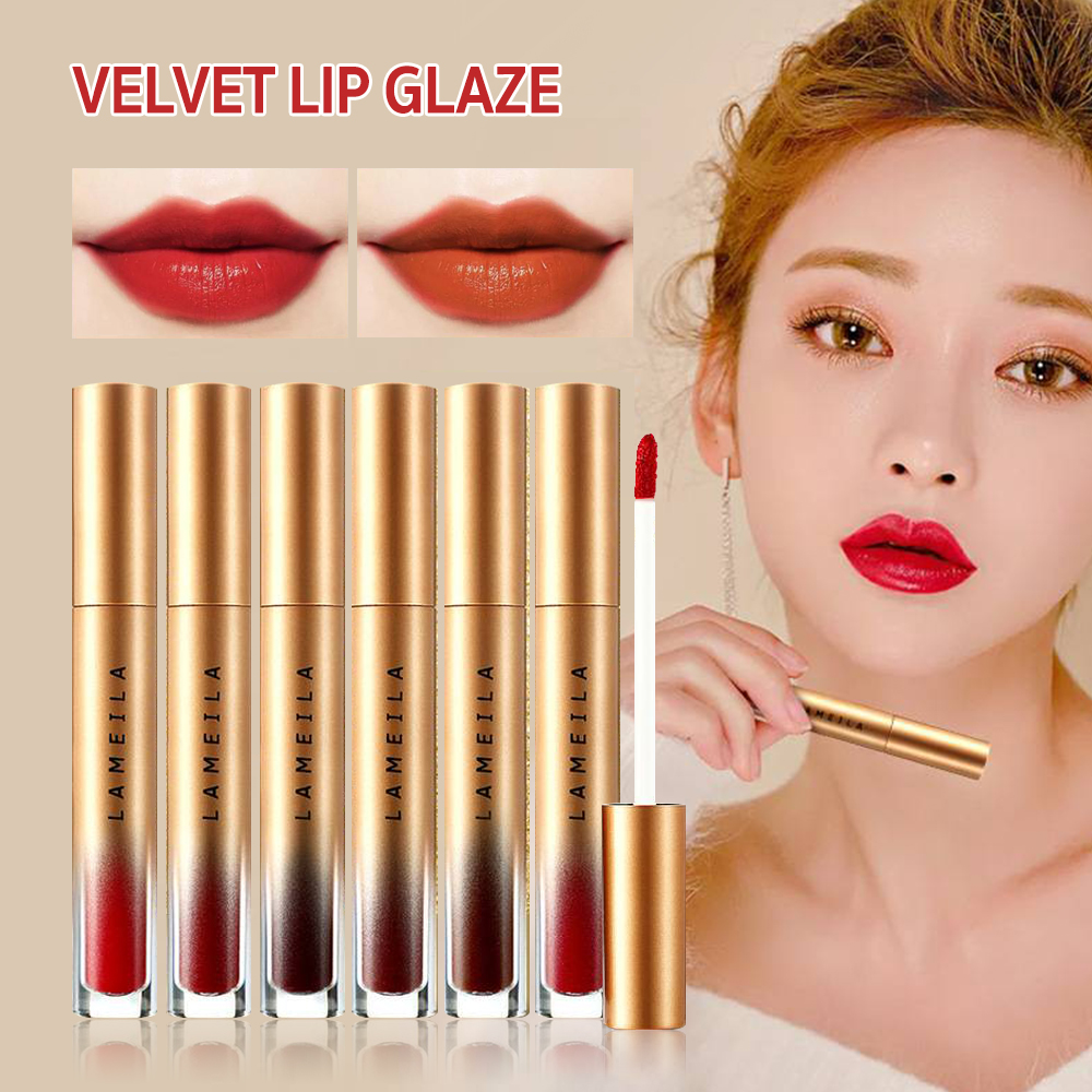 LAMEILA Velvet Lip Glaze ลิปกลอส เพิ่มประกายปากให้แวววาว สีสวย ติดทนนาน ลิปทินส์ ลิปบาล์ม ลิปสติก ลิปสีเข้ม Lip Stick