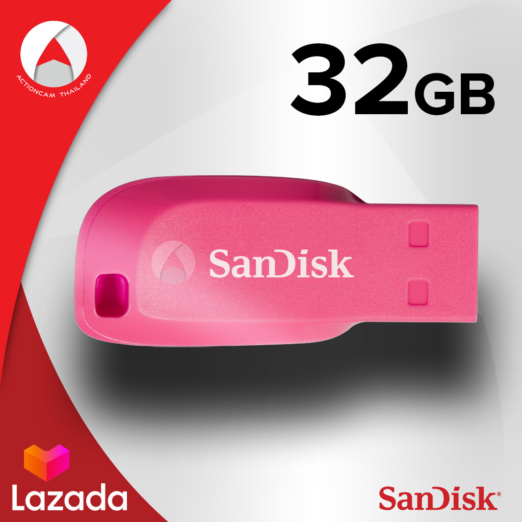 SanDisk CRUZER BLADE USB 2.0 แฟลชไดร์ฟ 32GB (SDCZ50C_032G_B35PE) Pink เมมโมรี่ แซนดิส แฟลซไดร์ฟ ประกัน Synnex รับประกัน 5 ปี