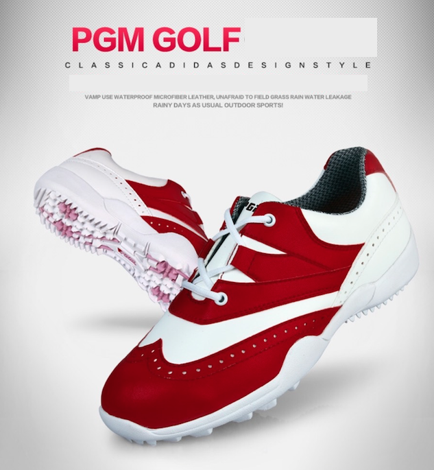 EXCEED รองเท้ากอล์ฟ PGM LADY GOLF SHOES XZ050 SIZE EU:34-38 สีขาวแถบแดง
