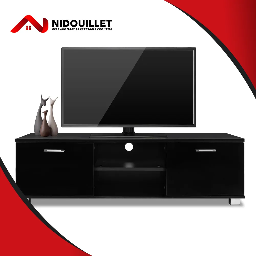 ชั้นวางทีวี เฟอร์นิเจอร์ตกแต่งบ้าน ชั้นวางทีวี ชั้นวางทีวี โต๊ะวางทีวี ตู้วางทีวี  พื้นที่จัดเก็บขนาดใหญ่ (สีดำ) Nidouillet  AB072