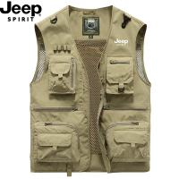 Jeep Spirit เสื้อกั๊กผู้ชายเสื้อเกราะยุทธวิธีแห้งเร็วเดินป่าตั้งแคมป์เสื้อกั๊กตกปลากลางแจ้งฤดูร้อนกระเป๋าหลากหลาย