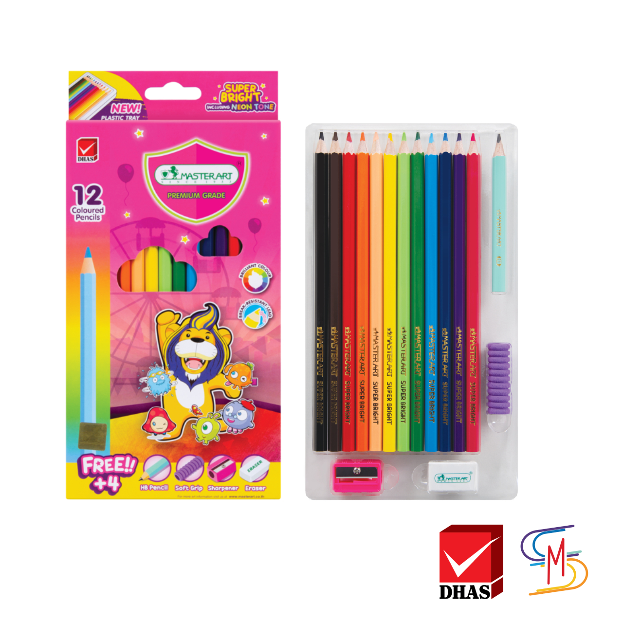 Master Art มาสเตอร์อาร์ต สีไม้ ดินสอสีไม้ แท่งยาว 12 สี - 24 สี ซุปเปอร์ไบร์ท จำนวน 1 กล่อง