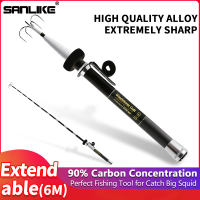 SANLIKE Stainless Steel Five Hooks Extendable Contractile Gripper Squid Hook for Harvesting Squid