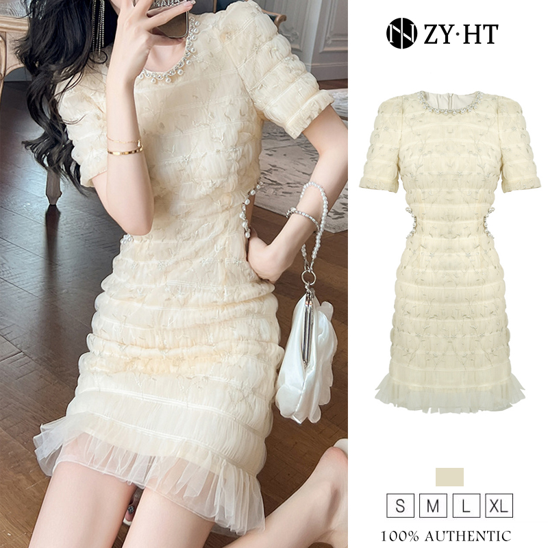 ZY.HT EraVogue เดรสผู้หญิง เดรสสีครีม เดรสตาข่าย เดรสแขนสั้น เดรสทำงาน เดรสไฮโซ เดรสออกงาน เดรสไปงานแต่ง เดรสเซ็กซี่ เดรสฝรั่งเศส 40141 ราคา 1,823 บาท*ส่งฟรี