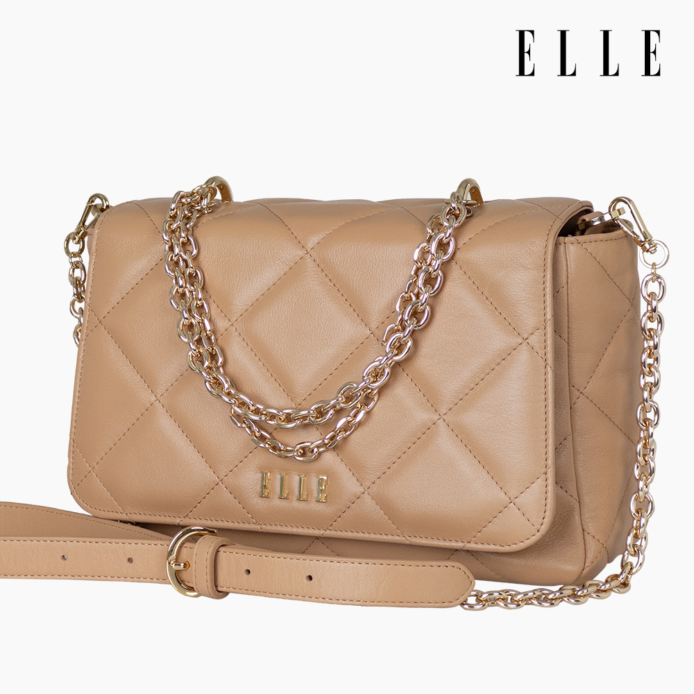 ELLE BAG I กระเป๋าถือ ELLE QUITING HANDBAG รุ่นกระเป๋าสะพายคิ๊วติ่ง หนังวัวแท้ (Shoulder bag) I EWH163 ราคา 2,790 บาท*ส่งฟรี