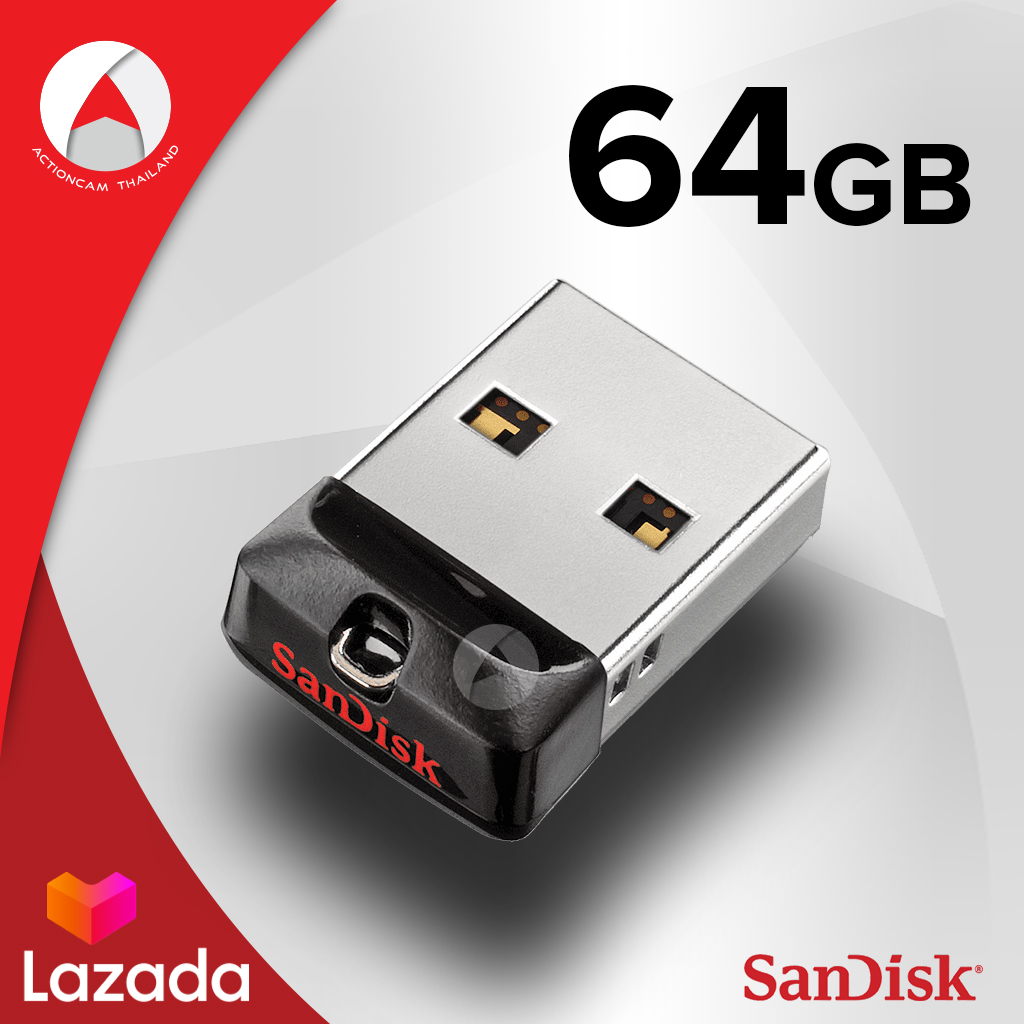 SanDisk Flash Drive Cruzer Fit 64G USB 2.0 Flash Drive (SDCZ33-064G-G35) เมมโมรี่ แซนดิส แฟลซไดร์ฟ ประกัน Synnex รับประกัน 5 ปี