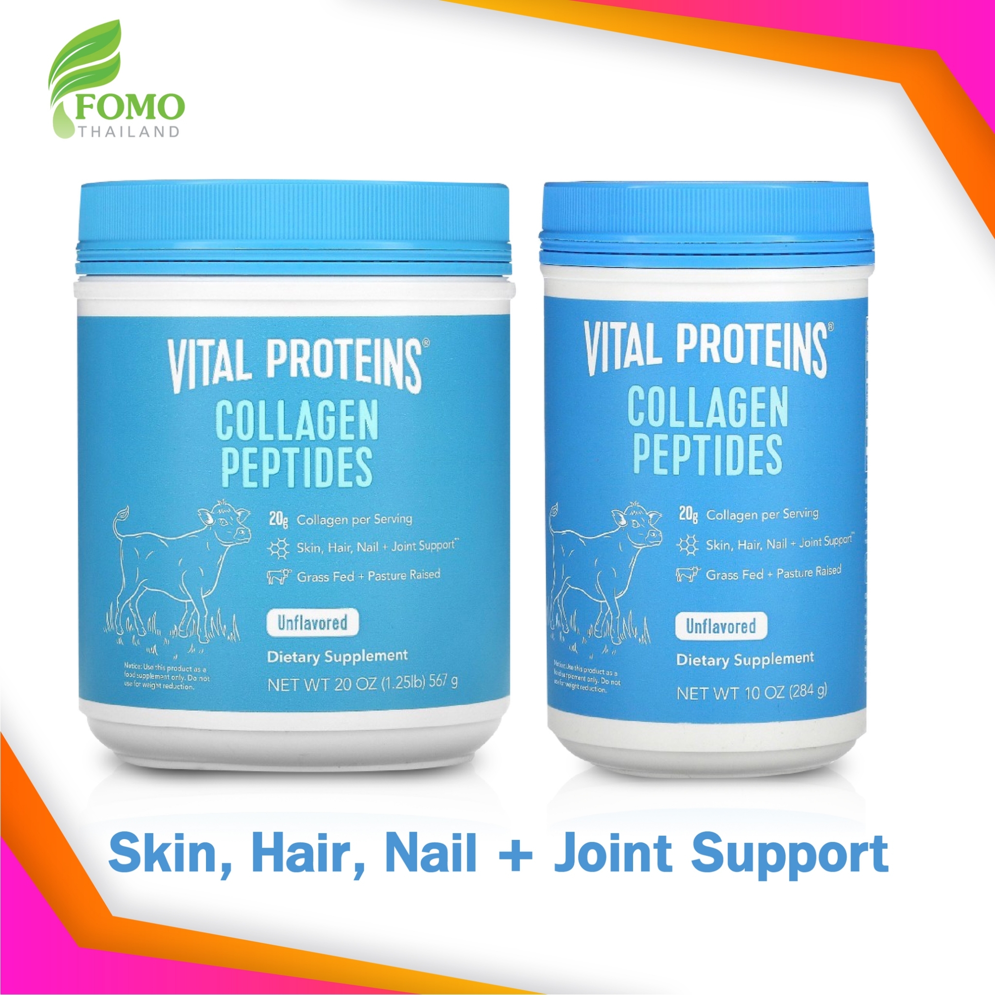 [Exp2026] Vital Proteins Collagen Peptides คอลลาเจนเปปไทด์ Unflavored (284 g / 567 g) สำหรับผิว ผม เล็บ กระดูก ข้อเข่า ราคา 3,290 บาท*ส่งฟรี
