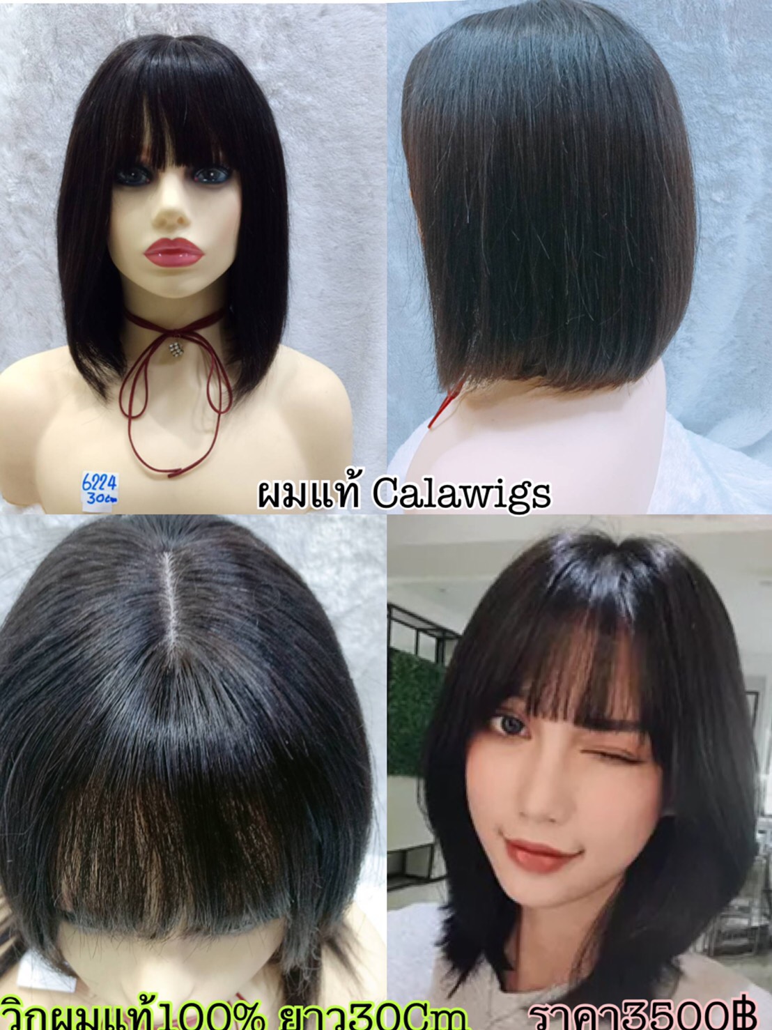 วิกผมแท้ วิกผู้ป่วย calawigs ผมแท้100% ผมคน100% แบบทอมือ ยาว30cm ราคา 3,500 บาท*ส่งฟรี