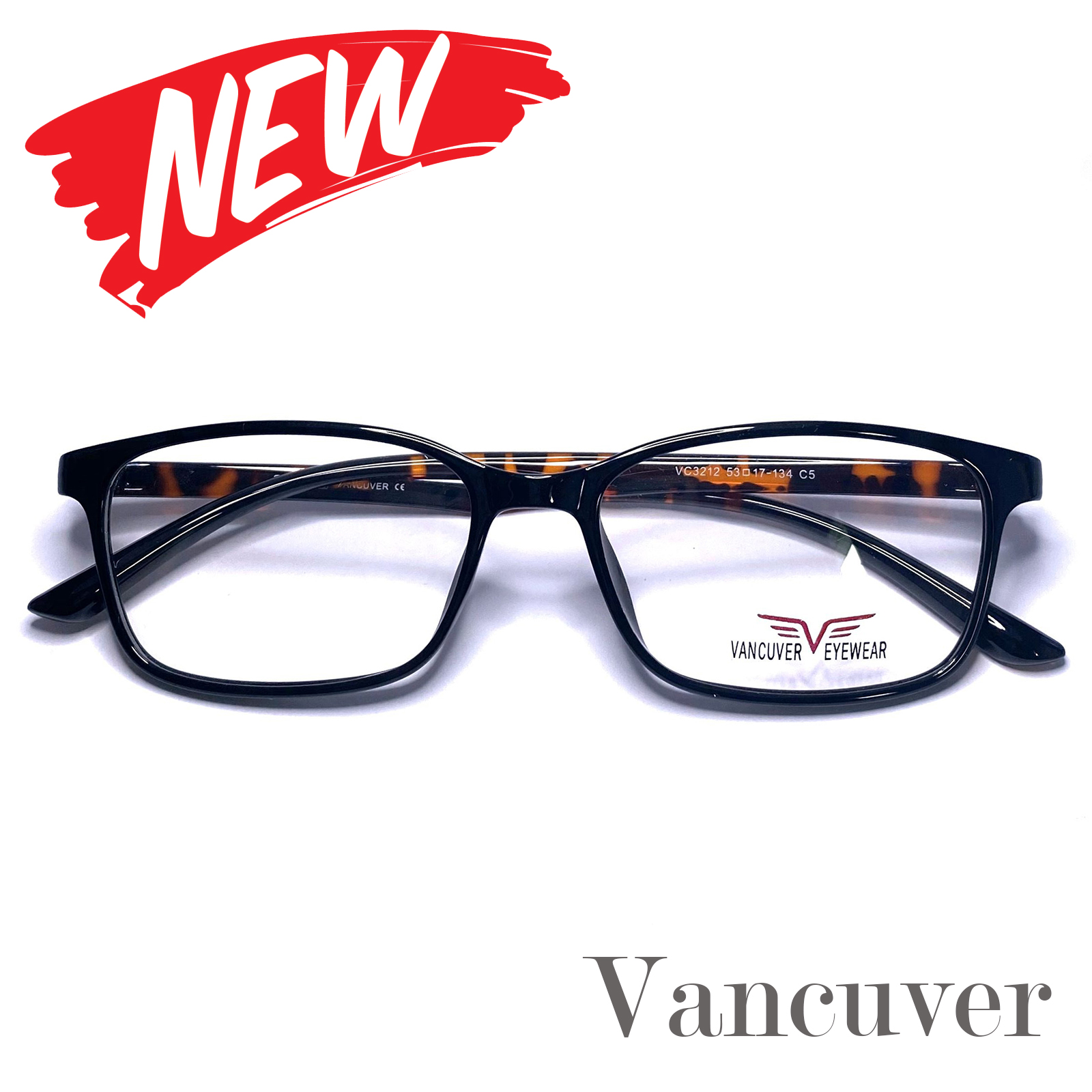 กรอบแว่นตา สำหรับตัดเลนส์ แว่นสายตา แว่นตา รุ่น Vancuver 3212 C-5 สีน้ำตาล ทรงเหลี่ยม ขาข้อต่อ วัสดุพลาสติกพีซีเกรดเอ เบา เหนียว ไม่แตกหัก