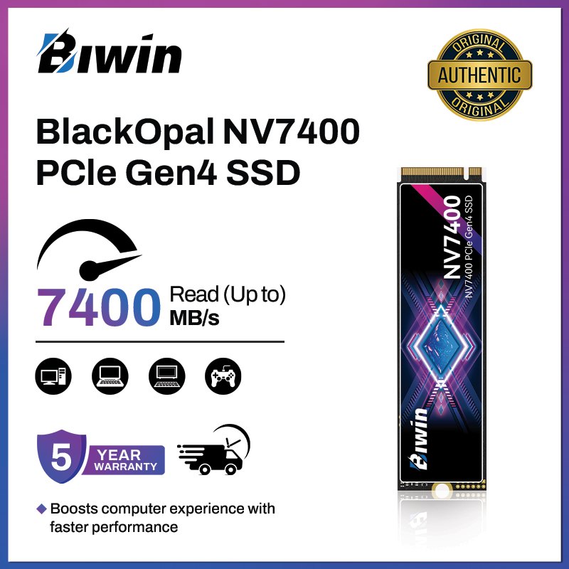 Biwin Black Opal NV7400 SSD 1TB PCIe4x4 NVMe M.2 2280 Read:7450 Mb/S Internal Solid State Drive ราคา 8,999 บาท*ส่งฟรี