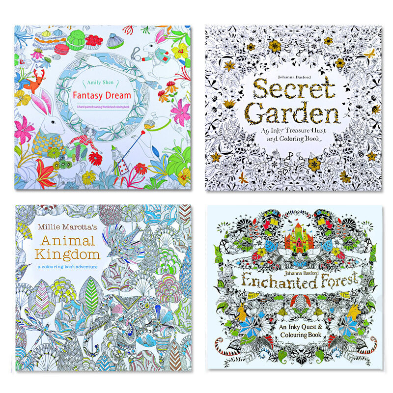 96 Pages Fashion Anti-stress Inky Treasure Adult Colouring Books Secret  Garden Painting Drawing Books Art Coloring Books - Languages - AliExpress