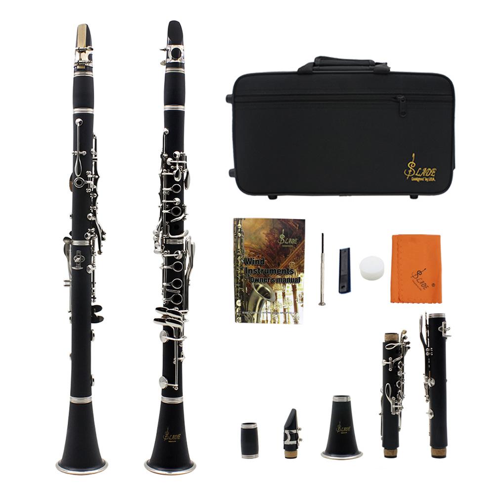 SLADE ABS 17 Key กีฬา Clarinet BB เสียงโซปราโนแฟลต Binocular Clarinet พร้อมผ้าทำความสะอาดถุงมือไขควง Reed กรณีเครื่องดนตรีแบบเป่า