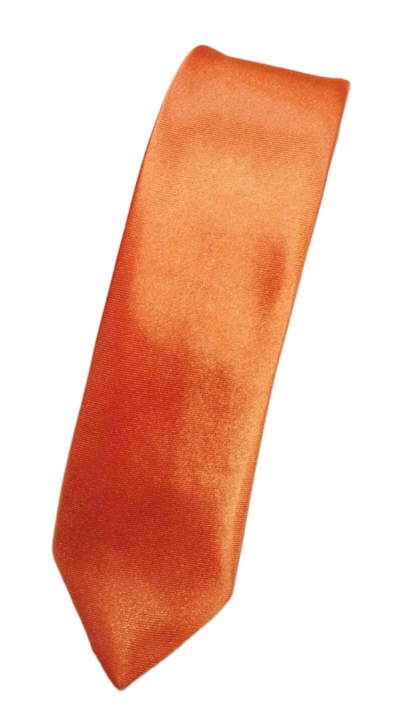 เนคไทผ้าเงาสกรีนลายขนาดเล็ก 4.5 X 150 cm สีส้มแบบผูกเอง ไม่มียี่ห้อ