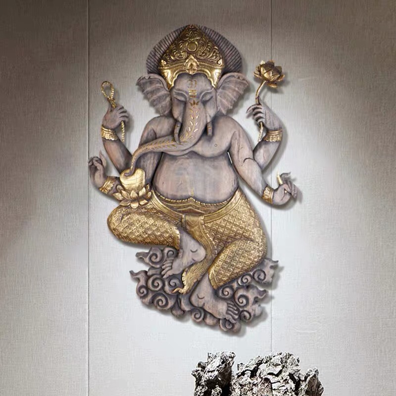 Wood carving pastoral Plaid พิฆเนศ pastoral พิฆเนศ wood carving pastoral wood carving crafts carved knowledge and art of decoration stick wall LuckyThaialnd ราคา 9,999 บาท*ส่งฟรี