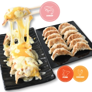 สินค้า [E-voucher] Kinza Gyoza - Cheesy Gyoza 6 Pcs. (Shrimp) เกี๊ยวซ่าหน้าชีส 6 ชิ้น (ไส้กุ้ง) + เกี๊ยวซ่า 12 ชิ้น (ไส้หมูหรือไส้ไก่)