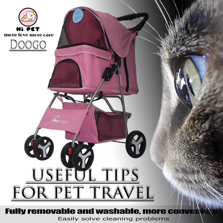 Doogo 4 wheeled Pets Trolley รถเข็นสุนัขรถเข็นสัตว์ 3 ล้อ รับน้ำหนักได้ถึง 15 กิโลกรัม【TC0001】Pink