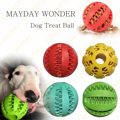MAYDAY Dog Treat Ball Dog Chew Training Rubber Ball Pet Toy Rubber Ball Food Dispensing Toy Dog Teething Toys Balls [In Stock & Fast Shipping ]