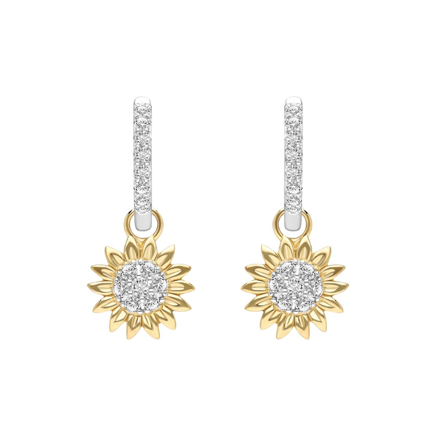 Merii sterling silver two-tone gold plated round cut CZ sunflower hoop earrings ราคา 4,500 บาท*ส่งฟรี