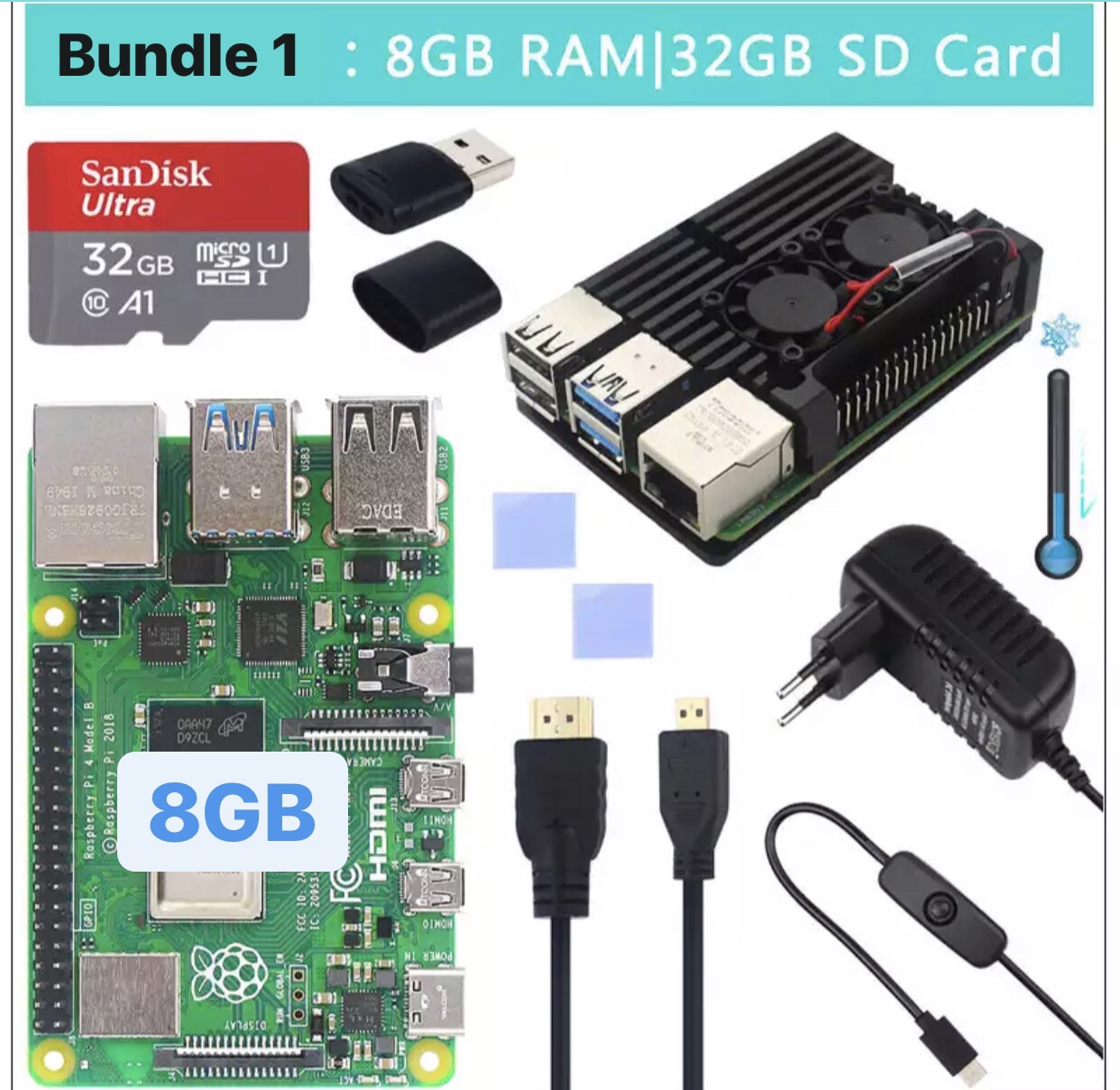 [พร้อมส่งจากไทย] เซต Raspberry Pi 4 Ram 8GB+SD Card 32GB+อุปกรณ์ครบเซต 6 ชิ้น ล็อตใหม่ล่าสุดจาก UK Model 2020
