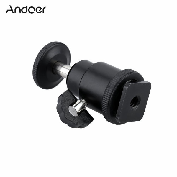 Andoer Aluminium Alloy Mini Ball Head 1/4 Mount with Flash Shoe for DSLR SLR DC Camera Mini DV Monitor etc