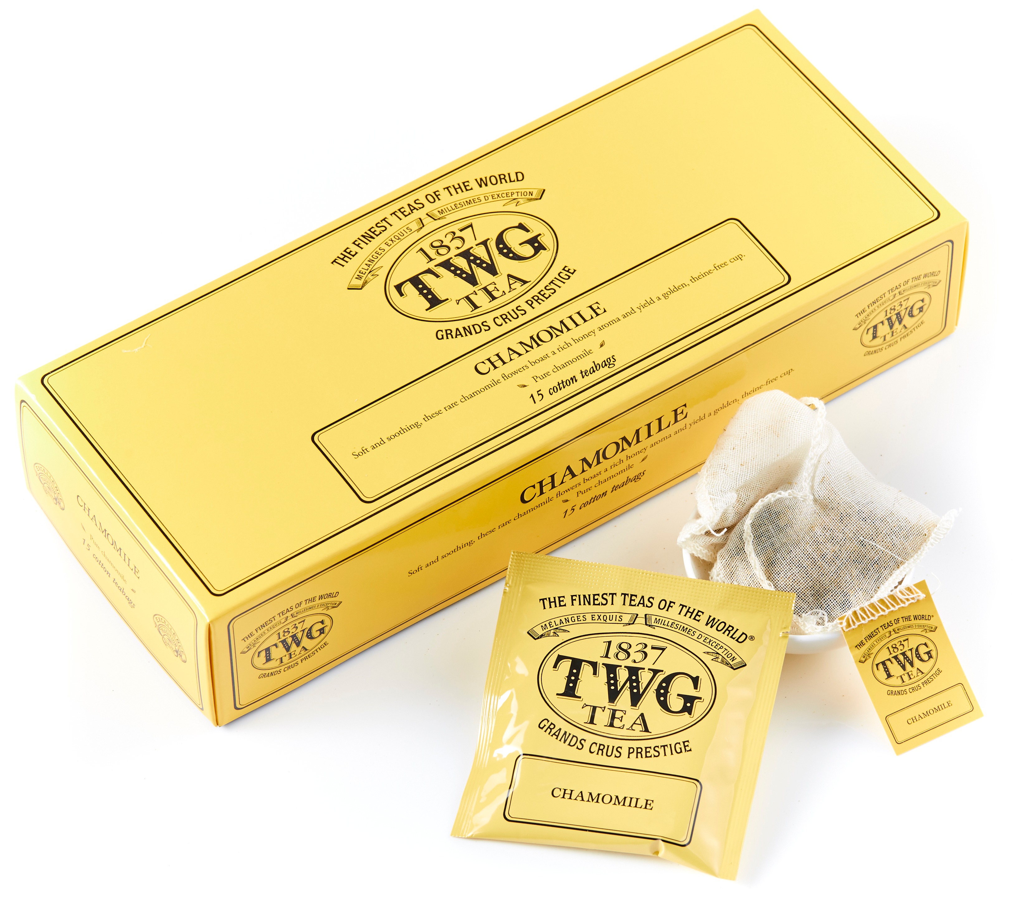 TWG Tea I Chamomile l Solo Herb l Cotton Teabag box 15 Teabags / ชา ทีดับเบิ้ลยูจี สมุนไพร คาโมมายล์ ชนิดซอง บรรจุ 15 ซอง