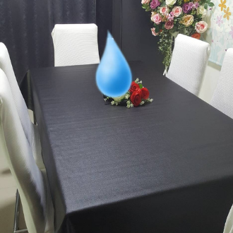 #ผ้าปูโต๊ะ ผิวเปลือกลิ้นจี่ สีดำ ขนาด 1.4m x 1m ทำความสะอาดง่าย กันน้ำ กันร้อนได้ดี